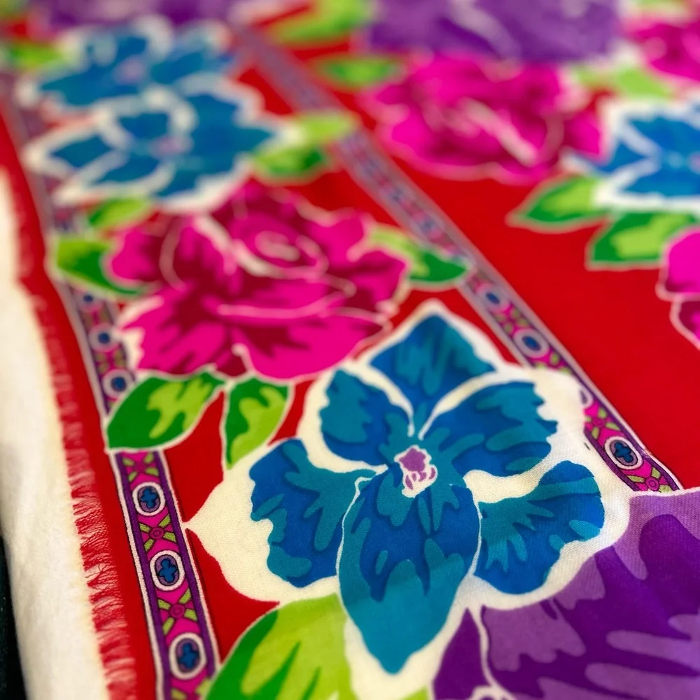 Vintage Bold Floral Large Scarf